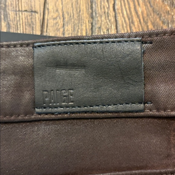 PAIGE Anessa Jeans 33 NWT Chicory Luxe Coated Ankle Flare Exposed Button Fly - Picture 9 of 13